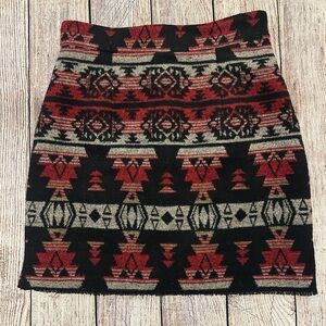 Anthropologie James Coviello CIMA Pencil Skirt Small Felt Aztec Southwest Tribal